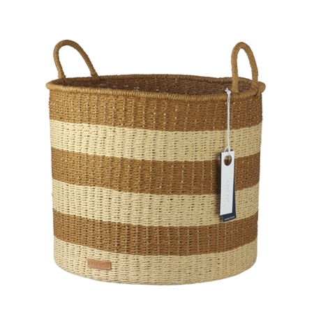 Striped knitted basket medium