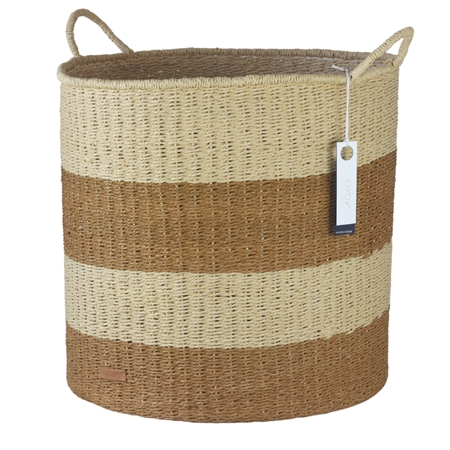 Striped knitted basket large