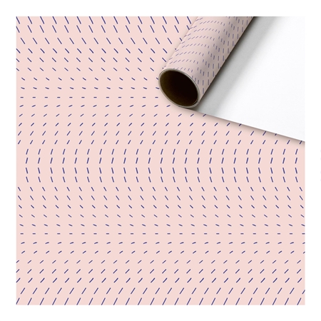 Pink metallic wrapping paper with blue decor