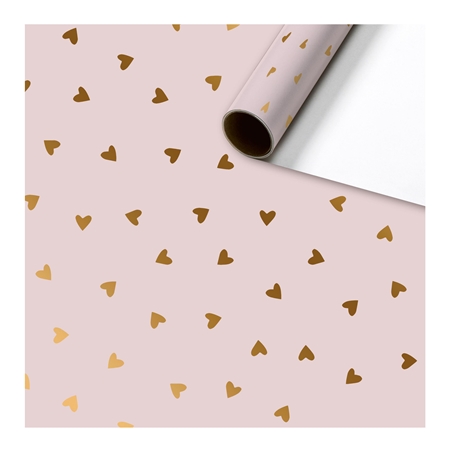 Pink wrapping paper with glossy hearts