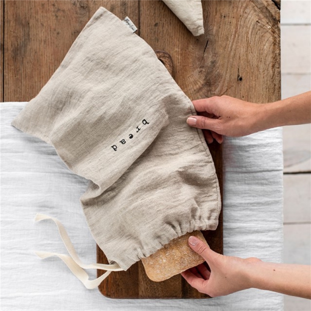 Linen bread bag natural