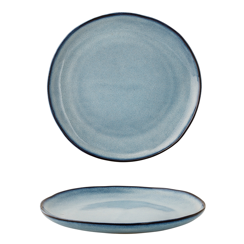 Blue dessert plate with glaze