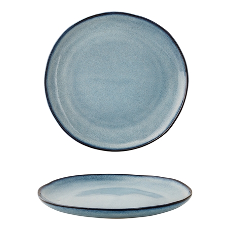 Blue dessert plate with glaze