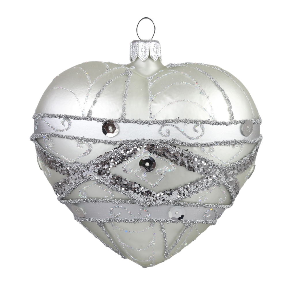 Christmas silver heart with rhinestone