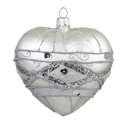 Christmas silver heart with rhinestone