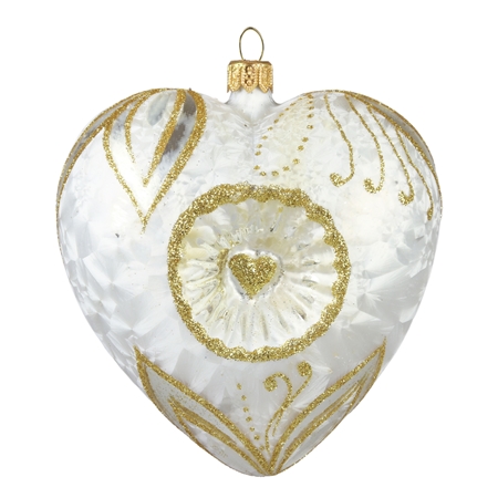 Glass heart with golden decor