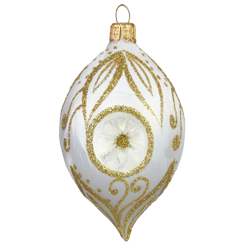 Glass olive with golden decor