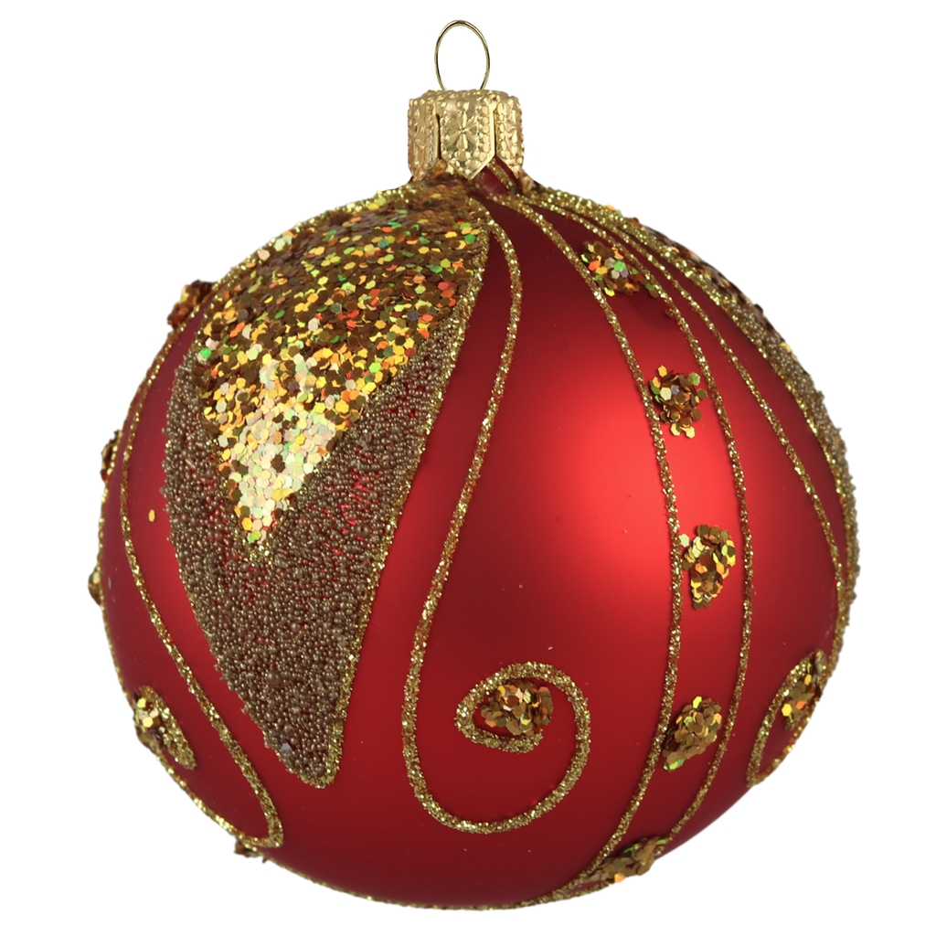 Red Christmas ball with gold décor