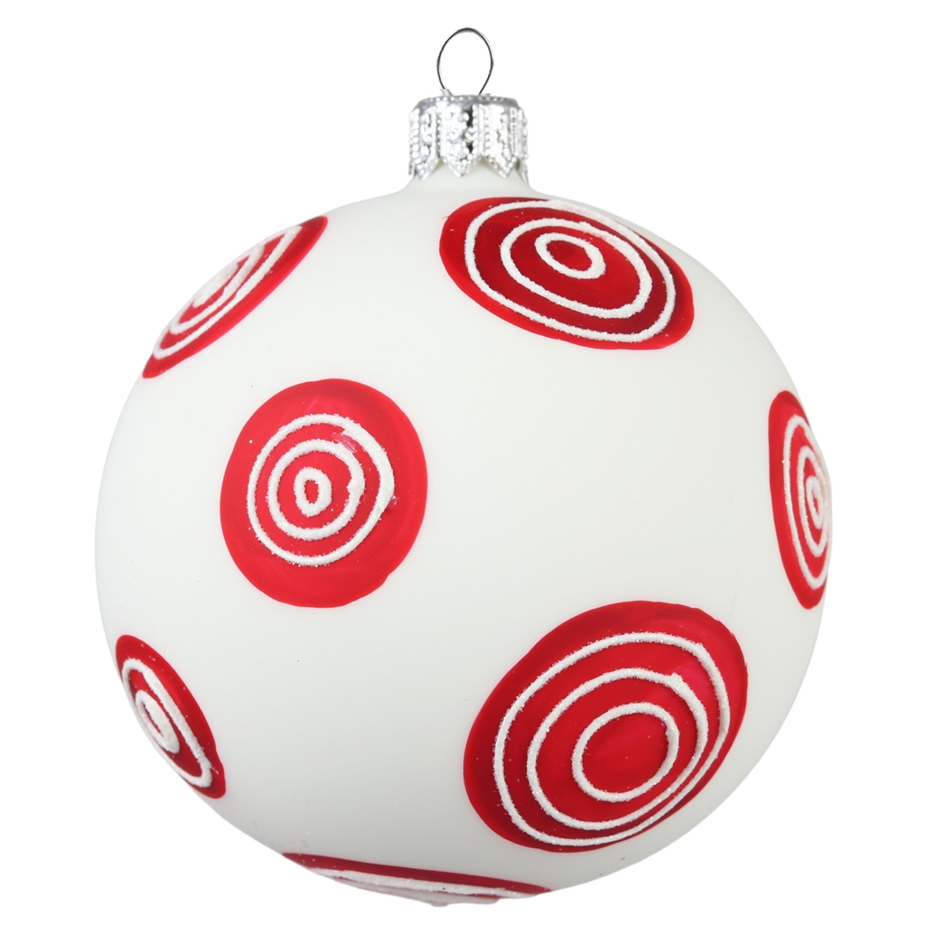 White bauble red dots and white decor