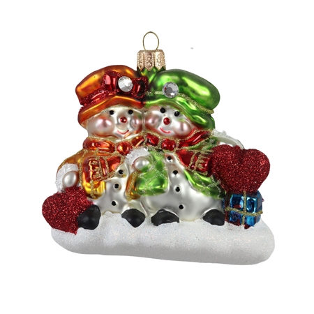 Christmas figurine snowmen with gifts