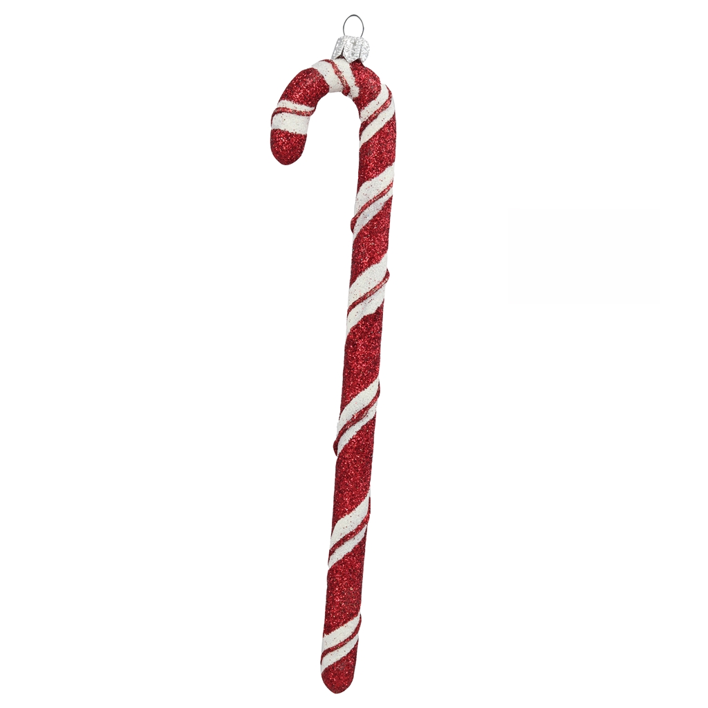 Glass candy cane red & white