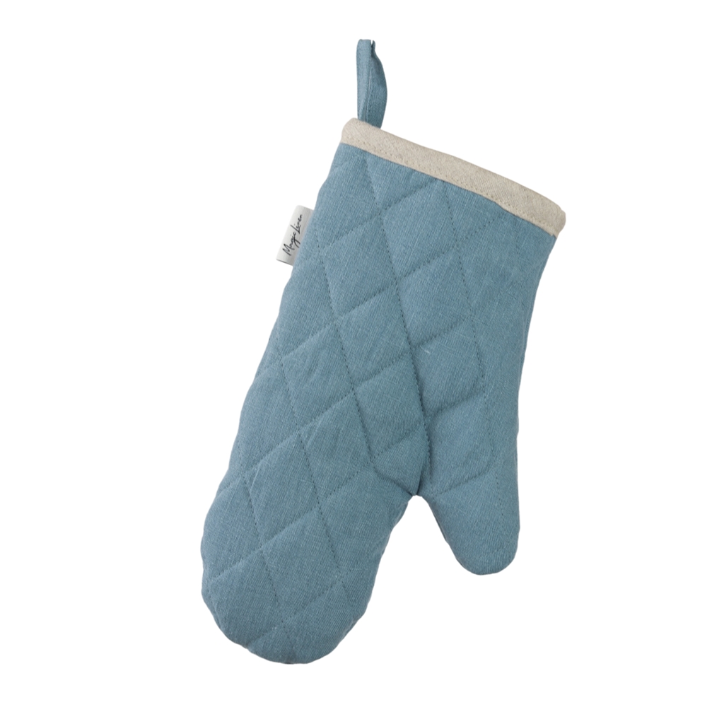 Linen kitchen glove gray-blue