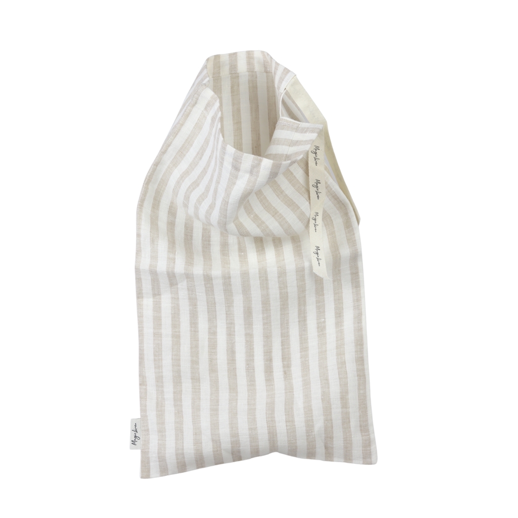 Linen bread bag striped