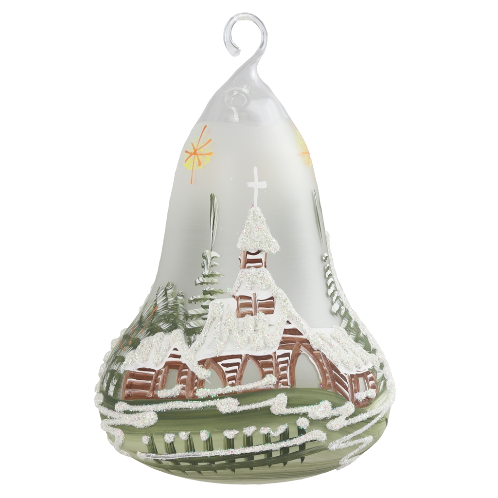 Christmas bell with tea light Winter Chalet scene décor
