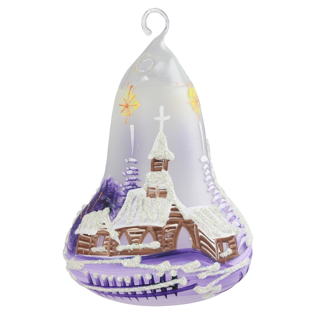 Violet candlestick with a village décor