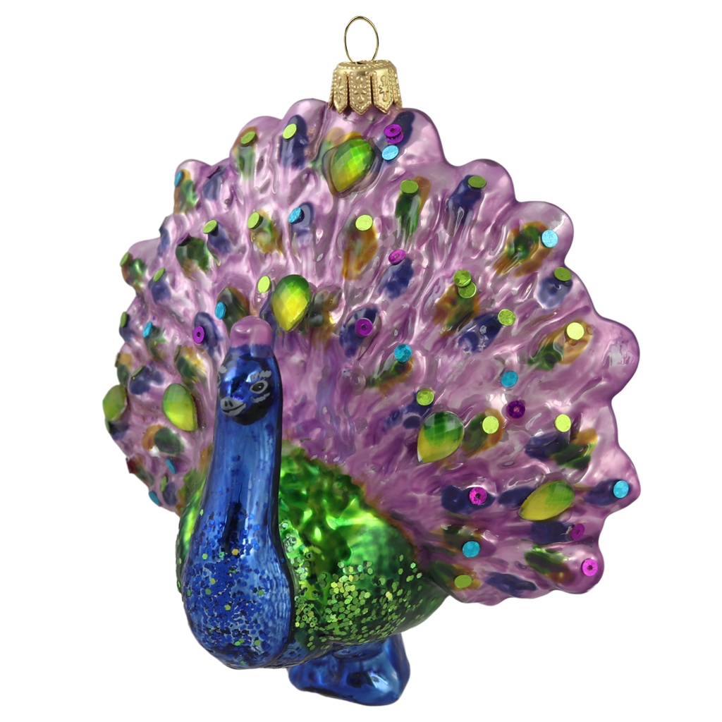 Peacock glass ornament