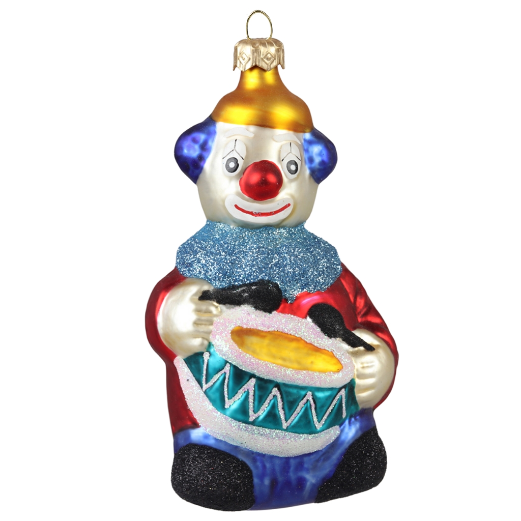 Clown with a blue drum