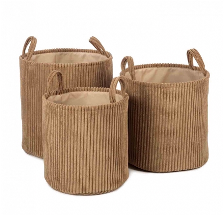 Set of brown suede baskets