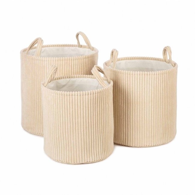 Set of beige suede baskets