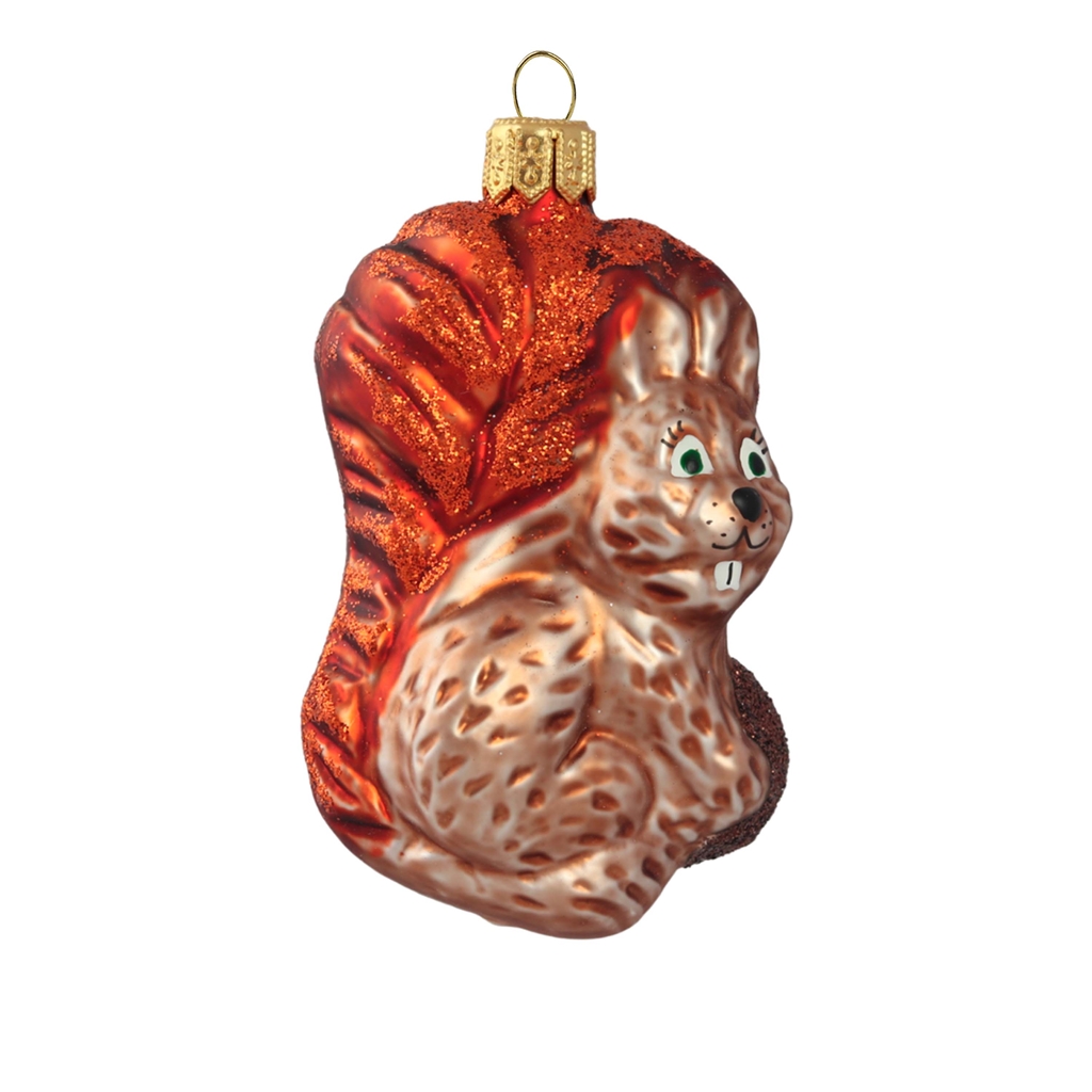 Glass squirrel Christmas ornament