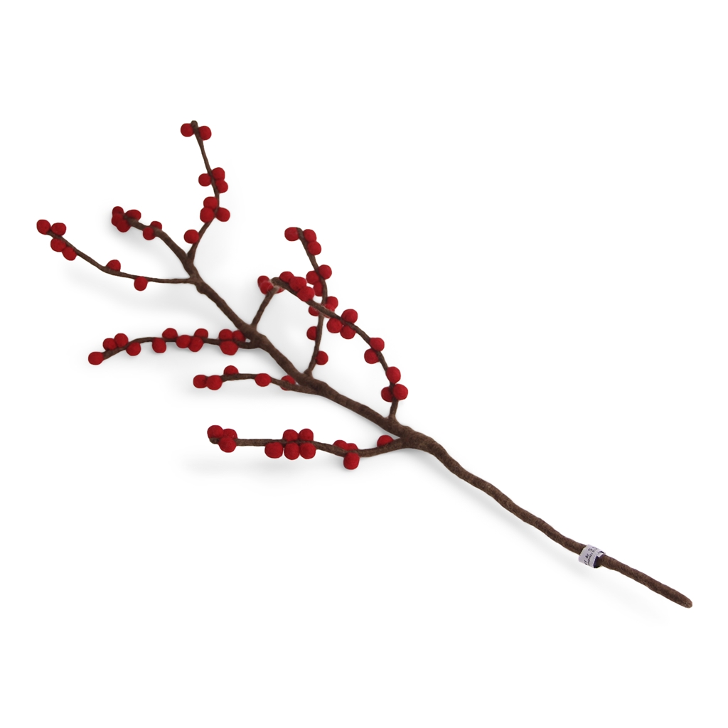 Felt twig red holly