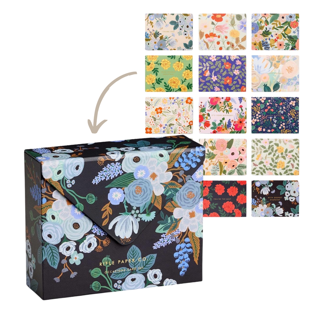 Box of floral greeting cards 15 pcs