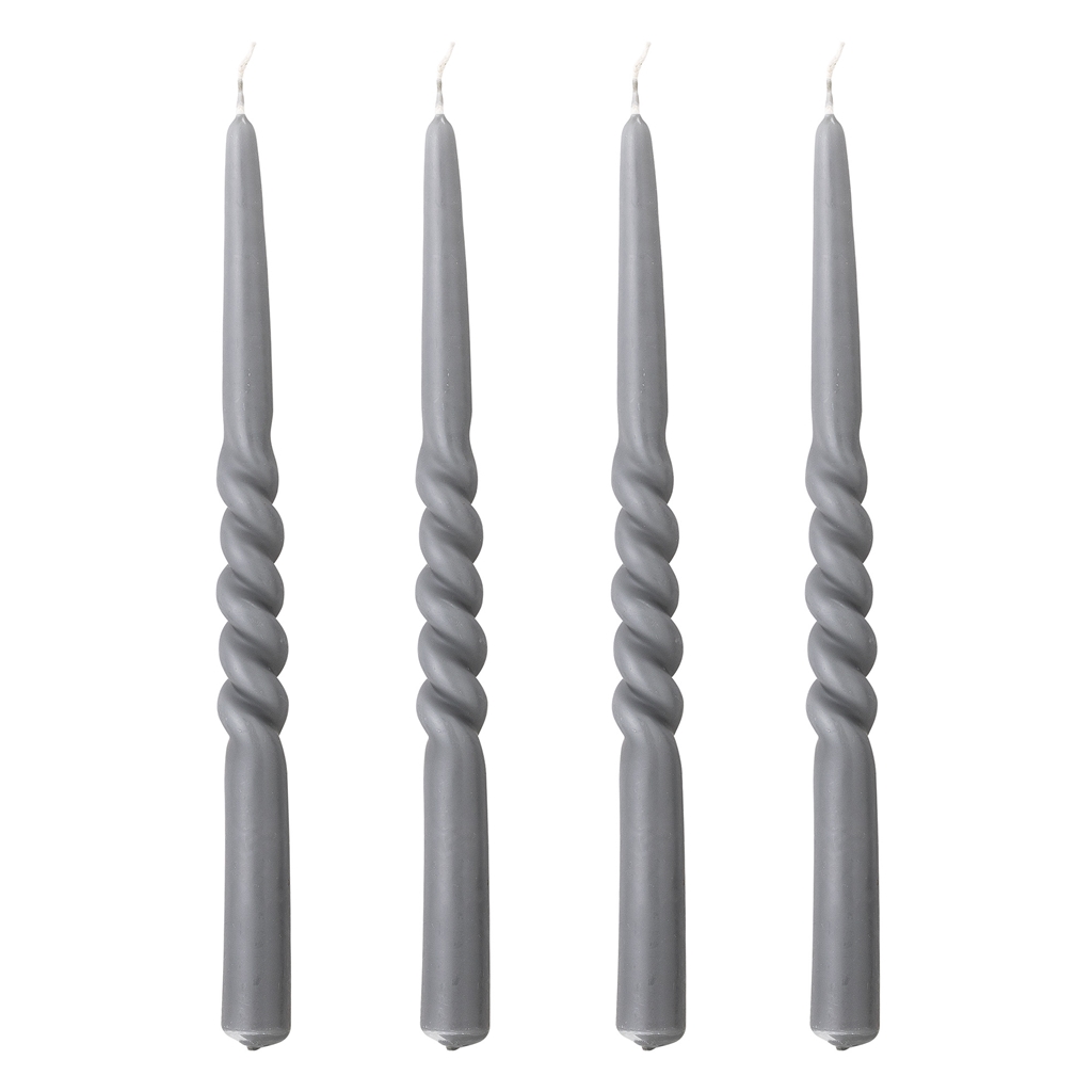 Gray candles twisted 4 pcs