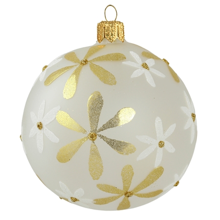 Christmas decoration for the tree - bauble white transparent with decor of flower