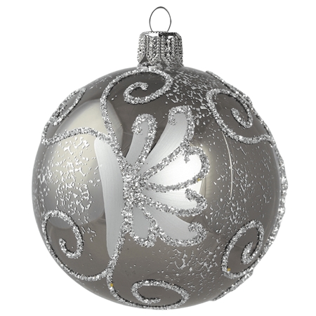 Gray glass ball with silver decor