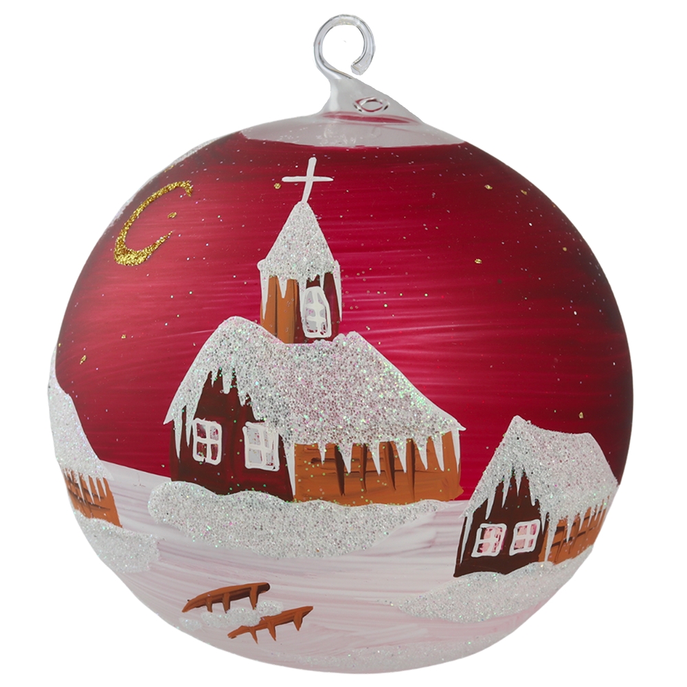 Red Christmas bauble with tea light holder winter church-chalet décor matt 
