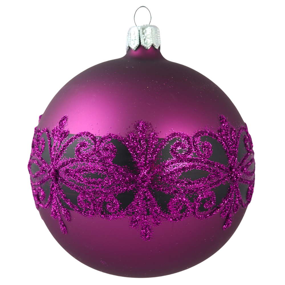 Christmas decoration for Christmas tree - Ball violet with red decor 6 cm