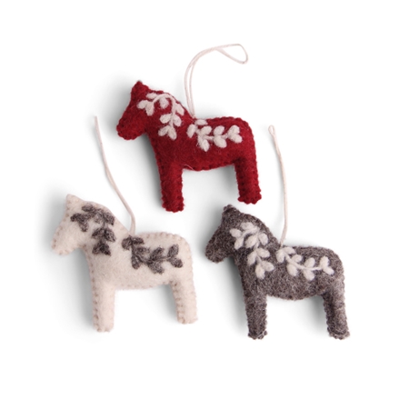 Felt decorations Christmas horses 3 pcs