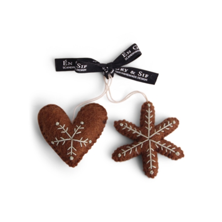 Felt Christmas gingerbread heart and star