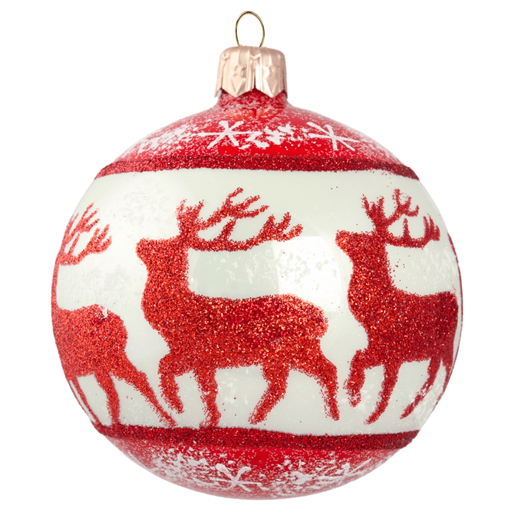 Christmas red ornament with reindeer