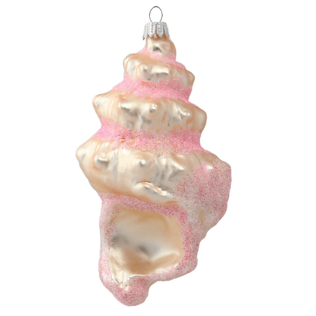 Beige shell ornament with pink sprinkles