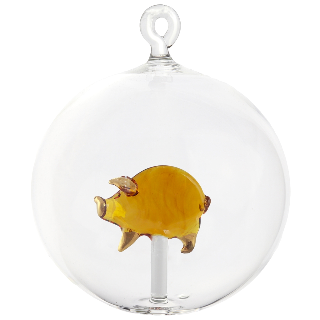 Clear ball with a piglet figurine