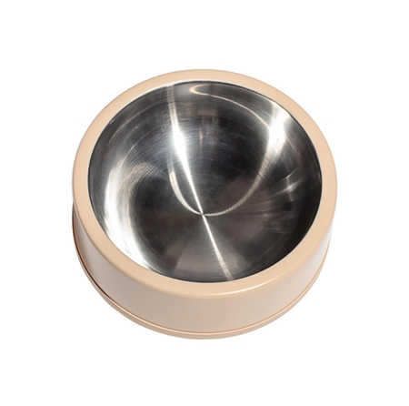 Stainless steel dog bowl beige