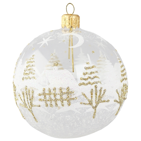 Ball clear with snowy landscape decor