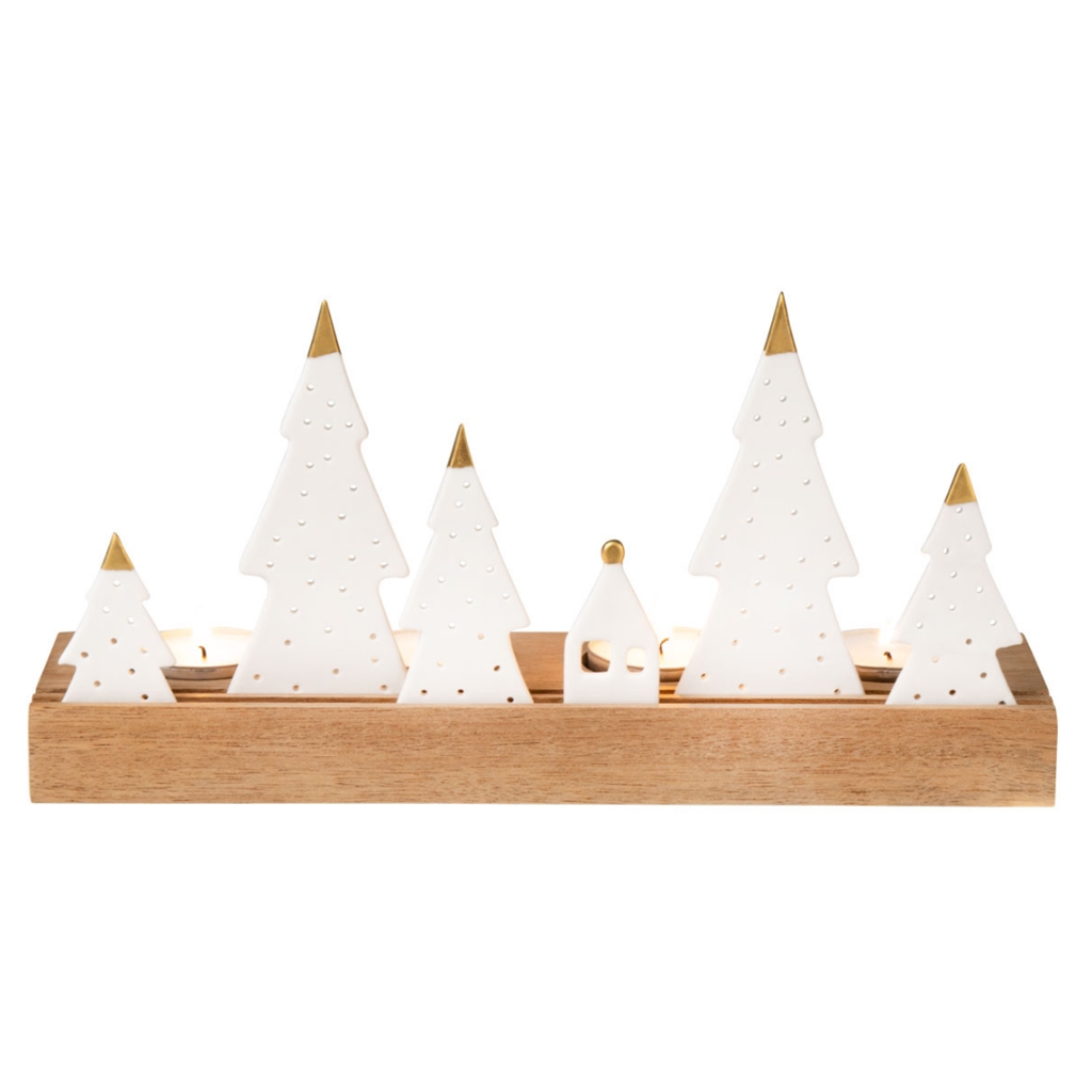 Porcelain candleholder Christmas forest