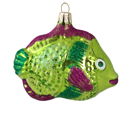 Green fish with purple fins