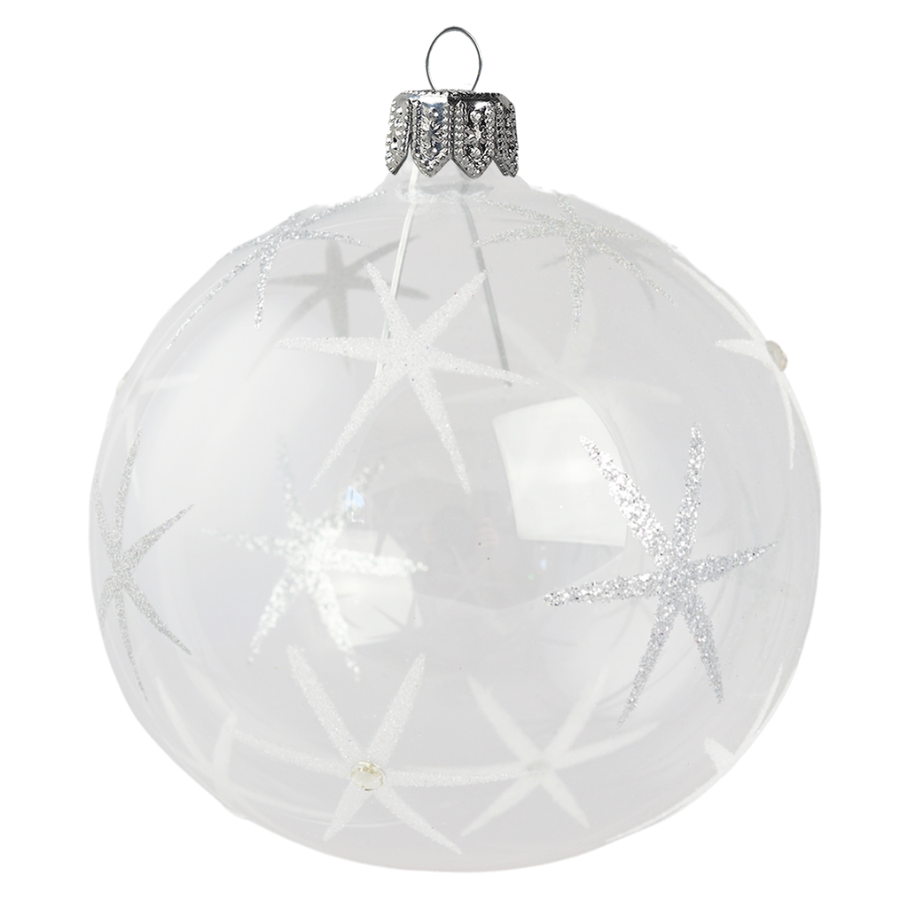 Clear ball ornament with silver stars