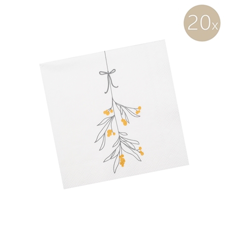Christmas napkins mistletoe motif