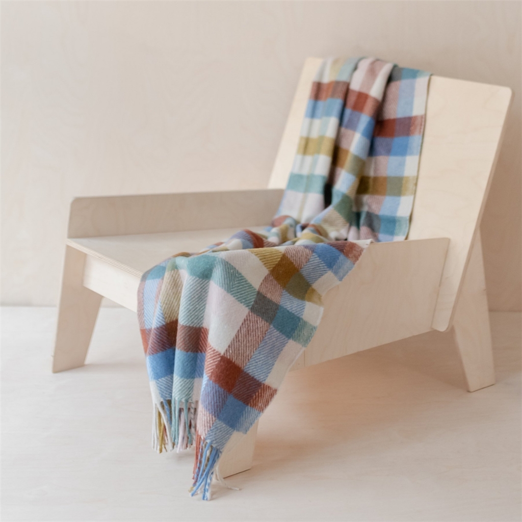 Wool blanket small checkered Rainbow