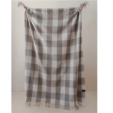 Wool blanket large beige tartan Jacob