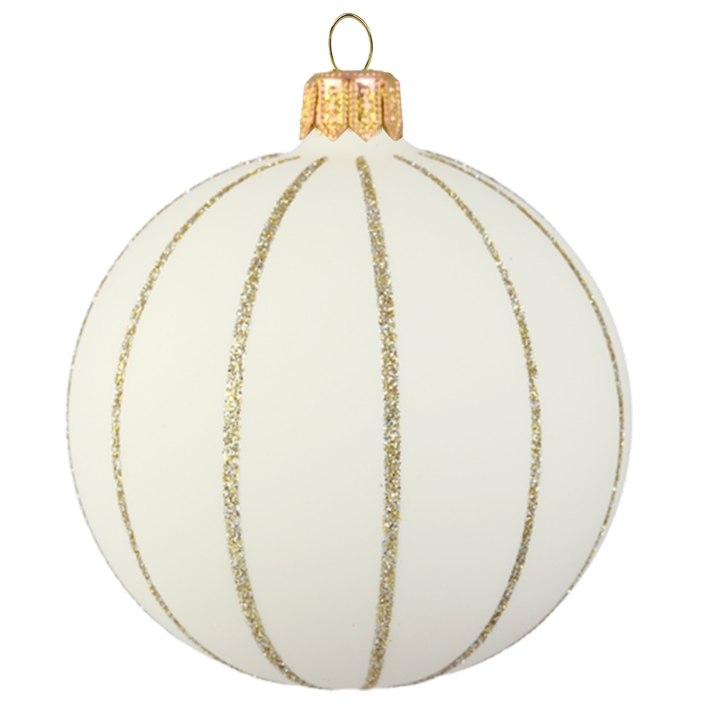 Matt cream ball ornament with stripes