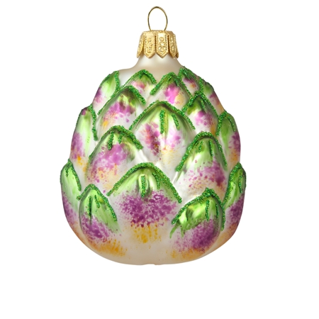 Artichoke glass ornament