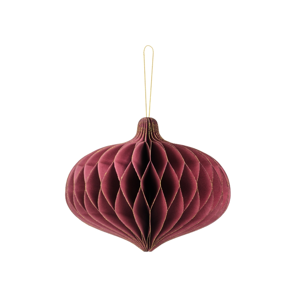 Folded paper Christmas ornament burgundy onion