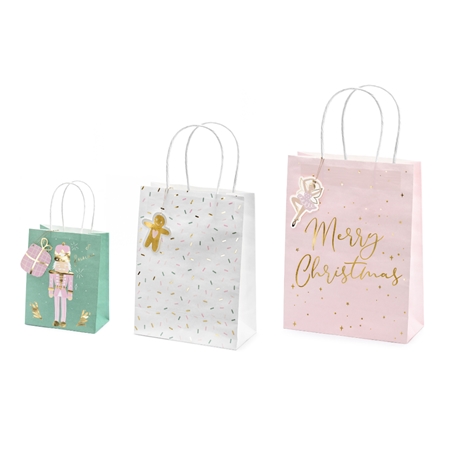 Christmas gift bags with nutcracker and ballerina