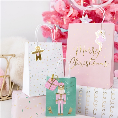 Christmas gift bags with nutcracker and ballerina