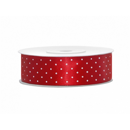 Wide satin ribbon with white polka dots